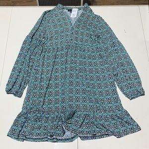 Suzanne Betro Dress Size Medium V-Neck Button Front Tier Dress